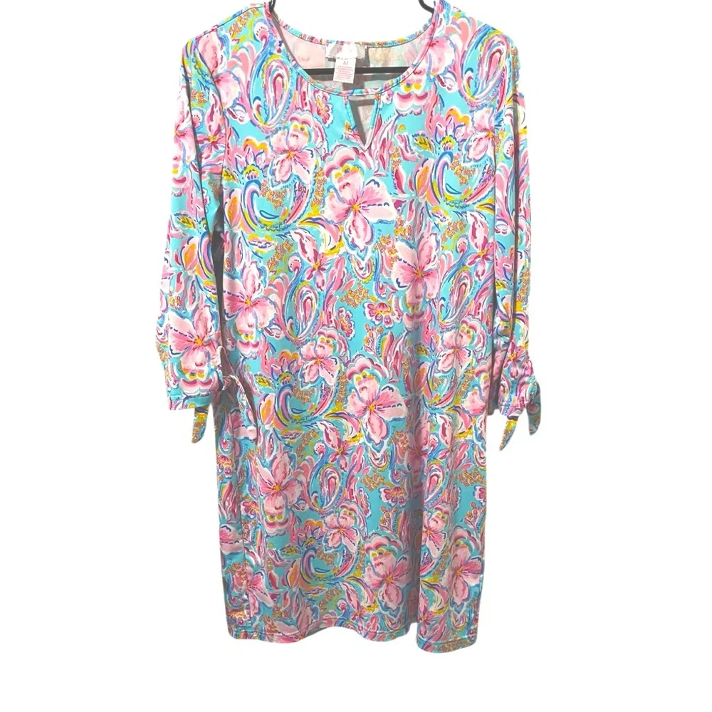 💙Stella Parker Floral Pink and Blue Swim Cover-Up - Picture 2 of 6
